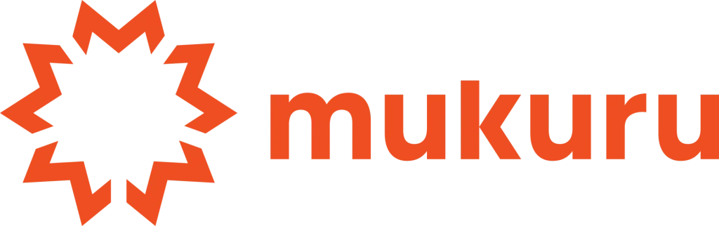 Mukuru logo with an orange starburst mark to the left of the orange wordmark 'mukuru'.