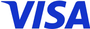 Visa logo in blue.