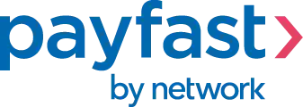 Payfast logo in blue with a pink chevron, and the small 'by network' tagline beneath.